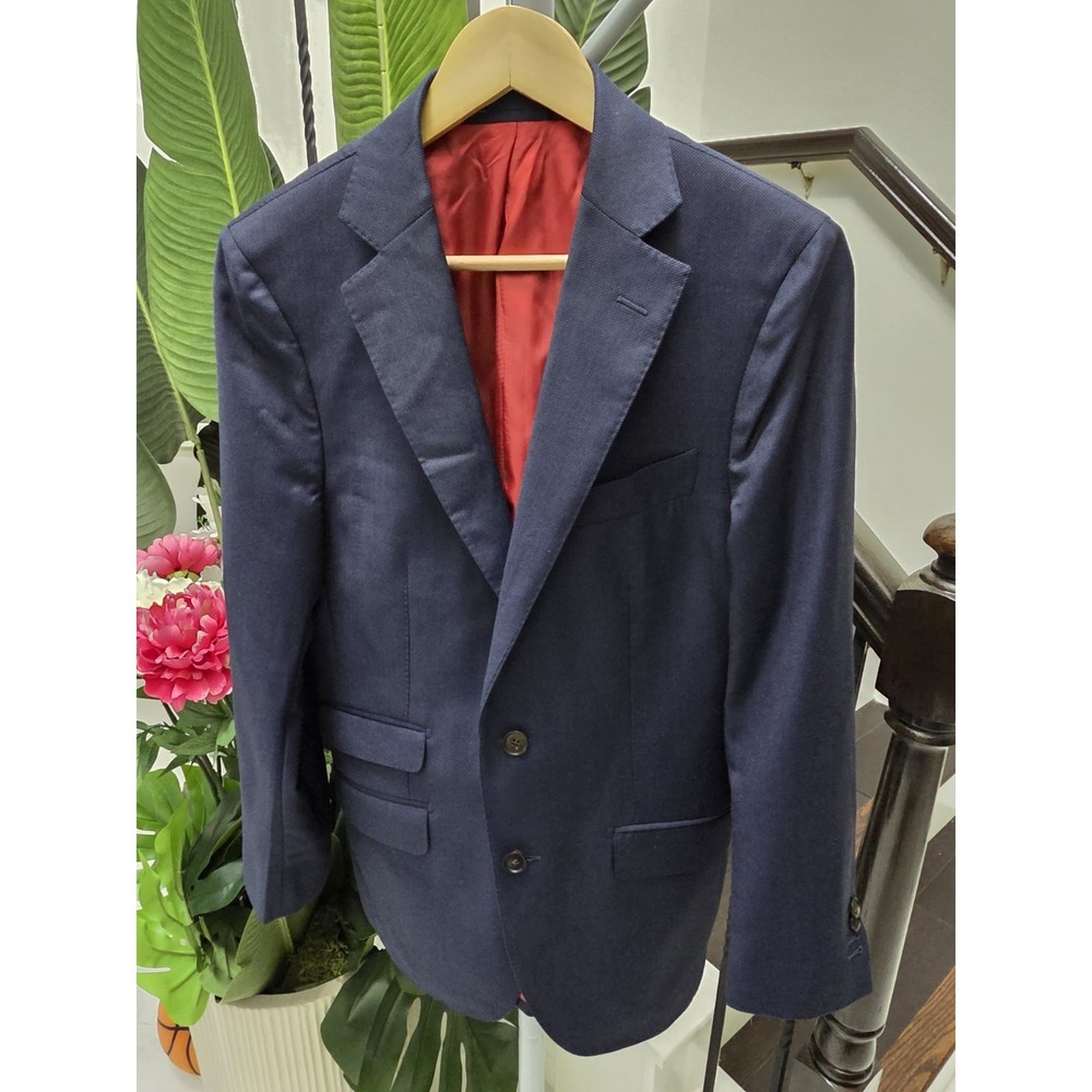 Suit Supply Vitale Barberis Canonico 46R Blue Wool Blazer Coat Jacket
